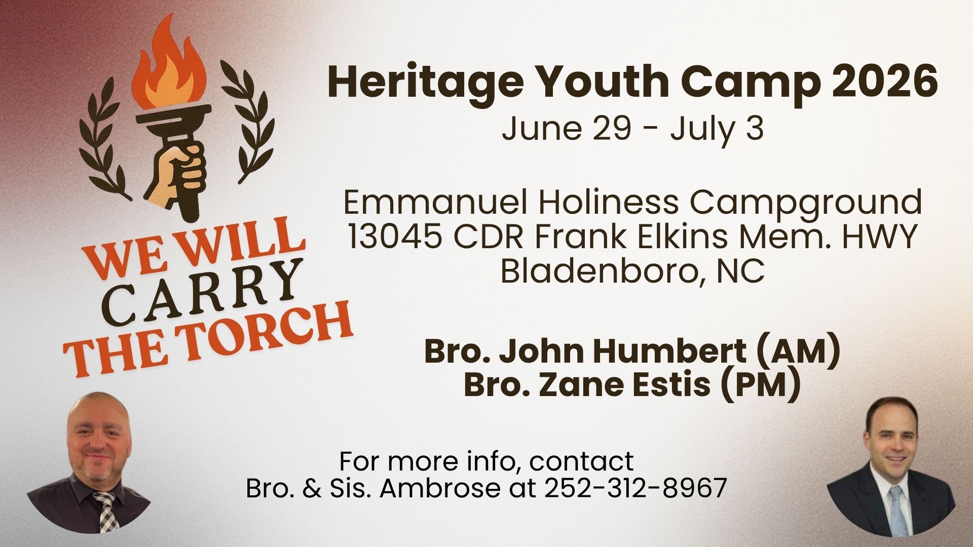 Heritage Youth Camp 2026 flyer